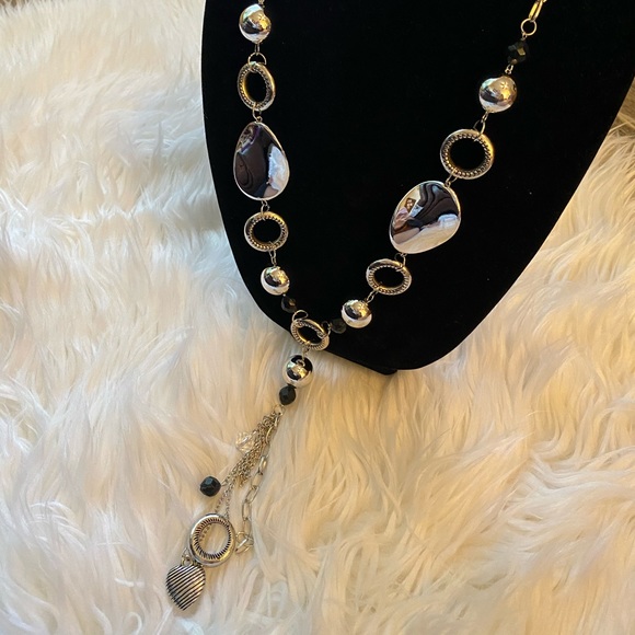 🔶Long silver necklace with heart pendent - Picture 2 of 5